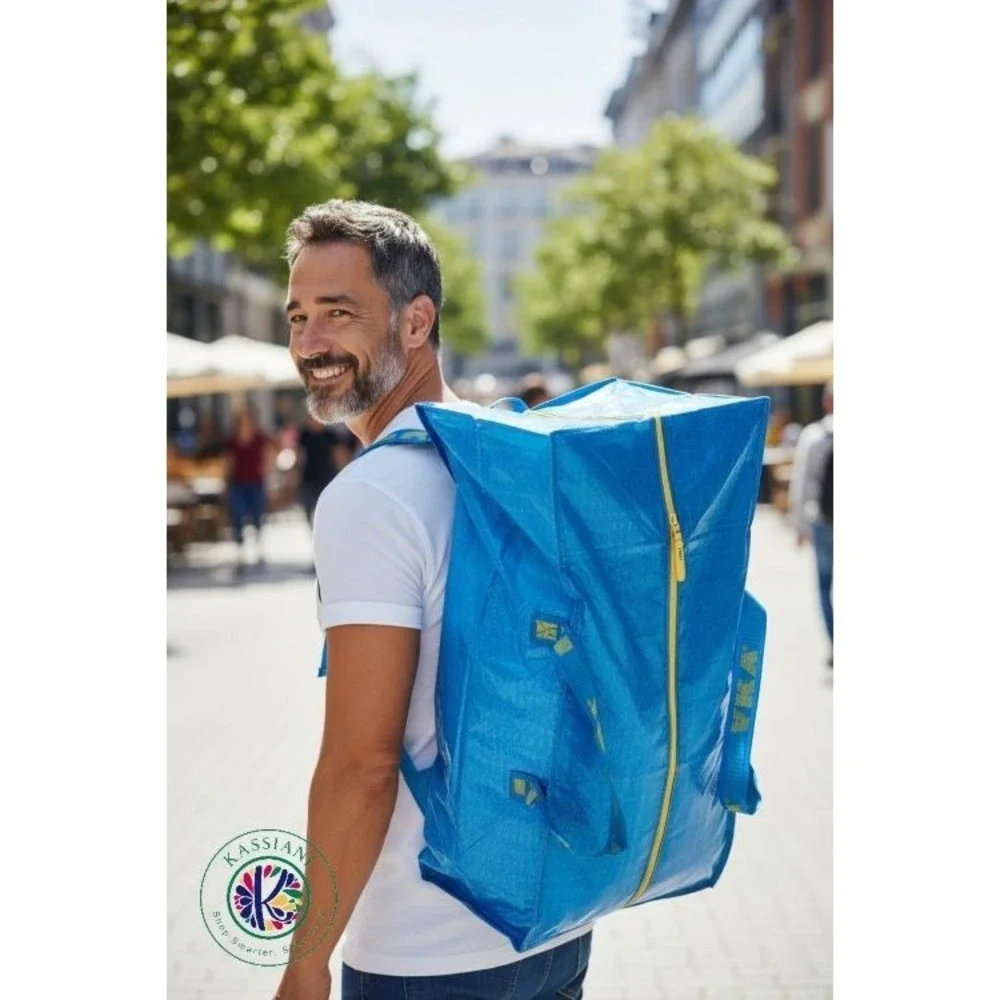 IKEA FRAKTA Blue Storage Bag – 20 Gallon, Reusable with Zipper &‎ Dual Handles